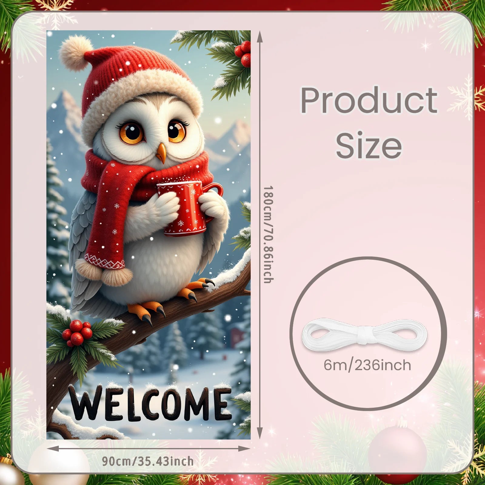 Winter Scene Welcome Banner Snow Forest Bird Art for Home Decor  Decoration Winter Party Christmas Navidad New Year Decor 2026