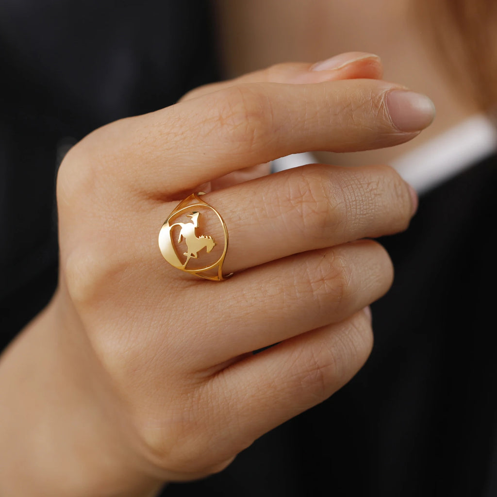Unift Horseshoes Rings for Women Cowboy Cowgirl Stainless Steel Finger Ring Trendy Fashion Equestrian Horse Lover Jewelry Gift