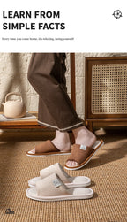 Slippers for Men，Non-Slip Soft-Soled Indoor House Slippers for Spring&Summer, All-Season Linen Home Comfortable Slippers
