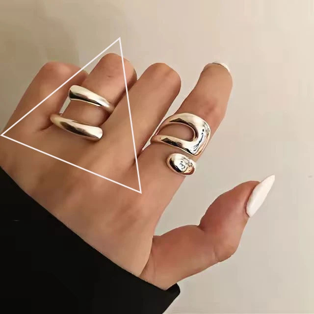 Real 925 Sterling Silver Retro Round Geometric Ring For 2 Rings Women Chain Vintage Fine Jewelry Minimalist Accessories Gift