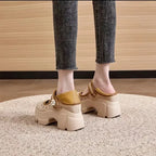 Women's Heels Shoes Summer Sneakers Platform Woman-shoes 2024 Thick Sole Roses Casual Leisure Round Toe Zip PU  Retro Rubber