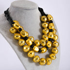 3 Layer Golden Silvery CCB Material Irregular Ball Beaded Necklace European American Fashion Collar Necklaces New Female Jewelry