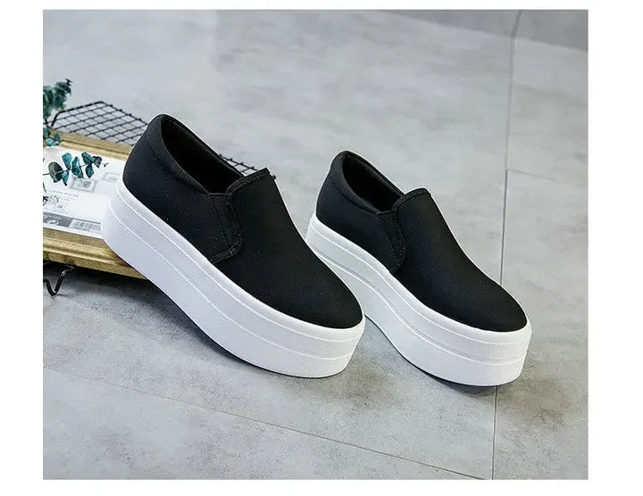 Women Flat Platform Canvas Shoes Flats Woman Casual Sneakers Girls Student Thick Soled Loafers Ladies Slip on tenis de mujer