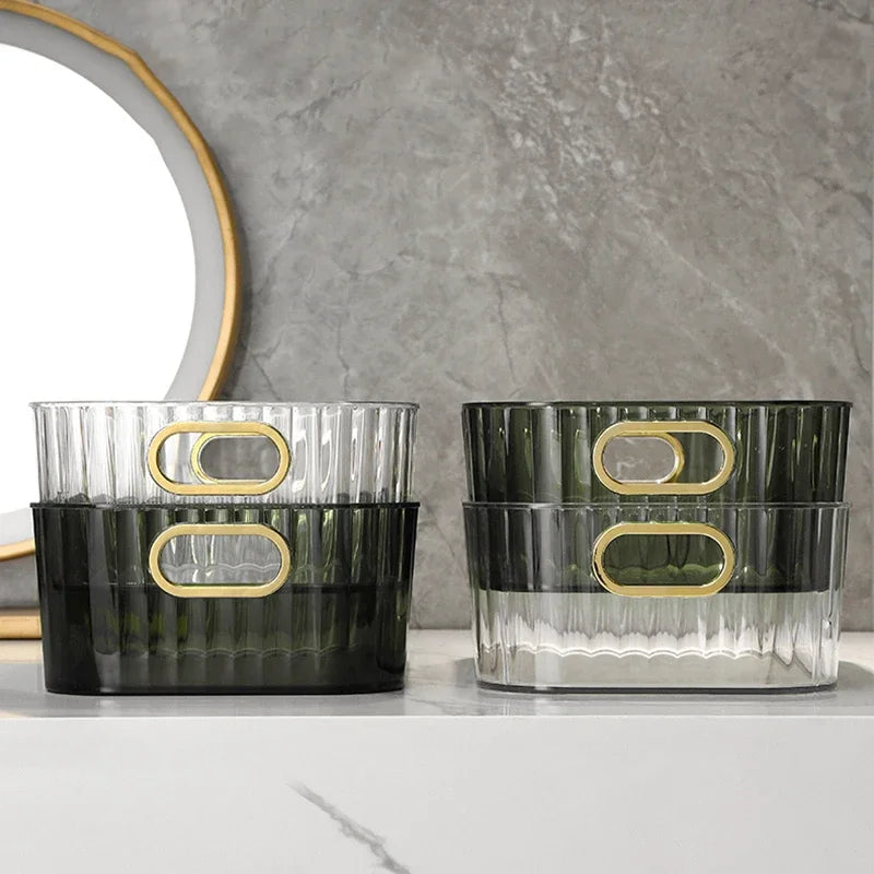 2 Pcs Cosmetics Box Desktop Storage Drawer Stackable Storage Box with Handle Makeup Organizers Basket Poatable Sundries  Rack