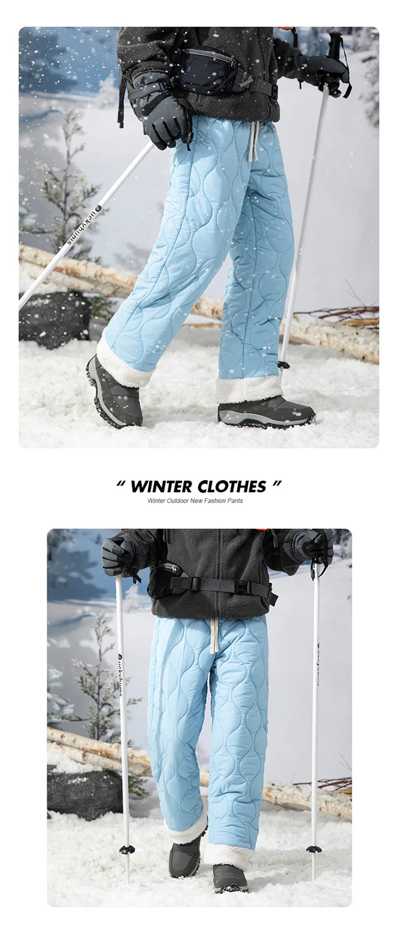 Winter Down Pants Men's Trendy Ski Waterproof Thick Fleece Warm Straight Cotton Trousers Women's Casual Cold-proof Padded Pants