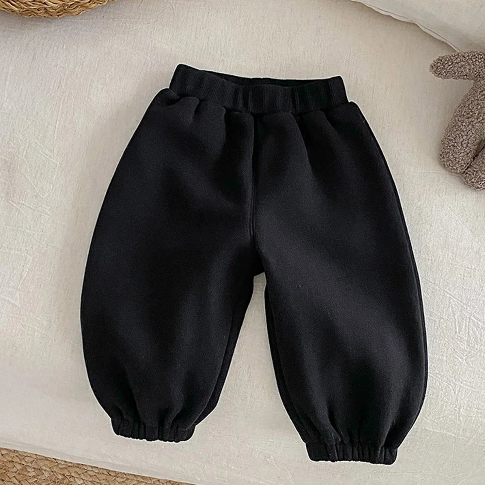 Pants For Boys Kids Winter Fleece Thicken Warm Children Clothing Striped Casual Loose Toddler Trousers
