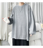 Men's High Street Long Sleeve T-Shirt - Trendy Casual Top Loose Fit Comfortable Wear, Modern Minimalist Style, Everyday Essentia