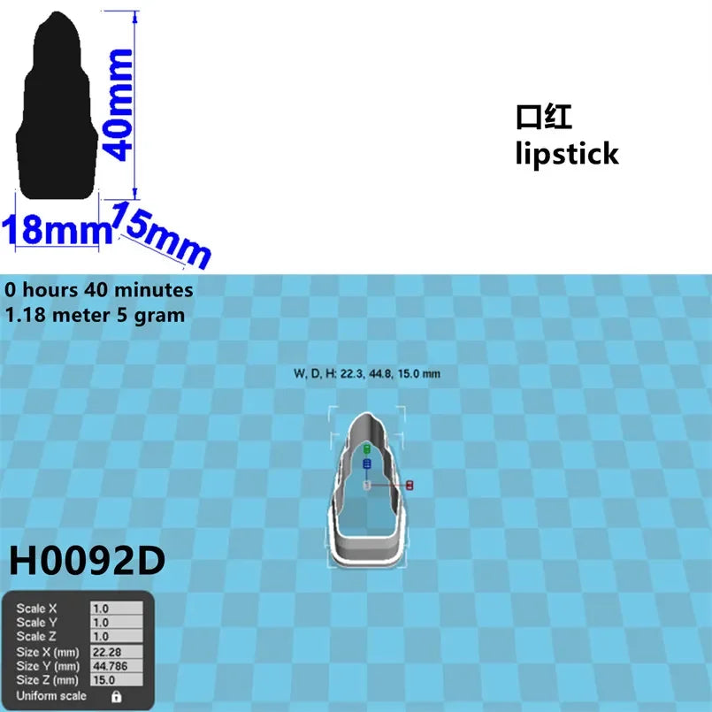 Four Specification Cartoon Women's Cosmetics Graphics Lipstick,Plastic Mold,Cake Fondant Tools,Cookie and Sushi Fruits Cutters