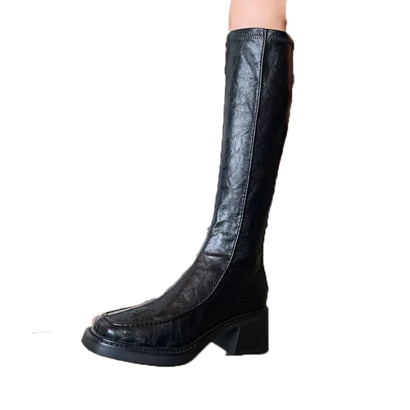 Women's High Boots High Heels Fashion Dress Shoes Chunky Luxury Woman Winter Boots 2025 Designer Knee High Chelsea Botas Mujer