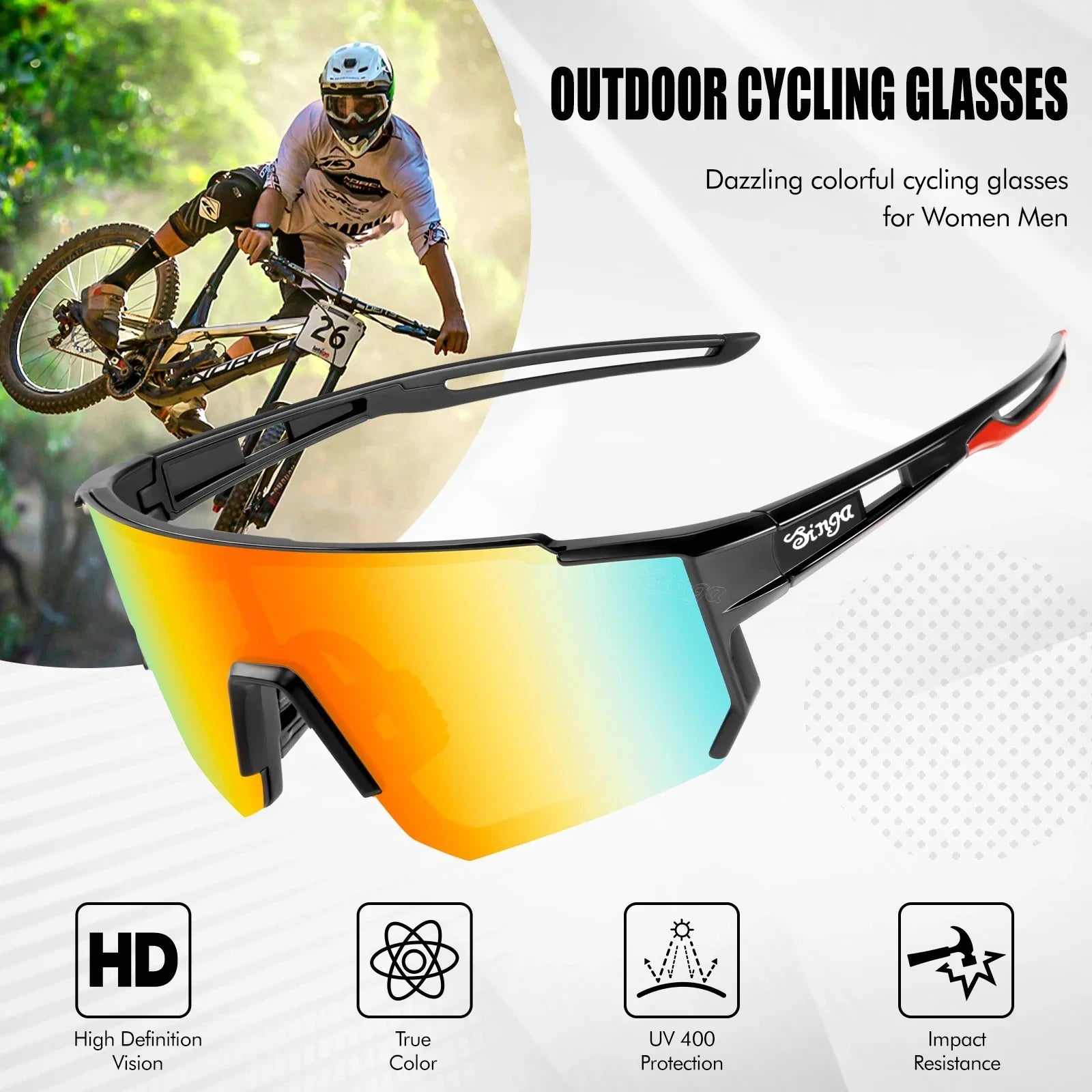 Cycling sunglasses Bike Eyewear Sports Dark Glasses Cycling Glasses Black Polarized Lens Eyepieces Outdoor Bicycle Goggles