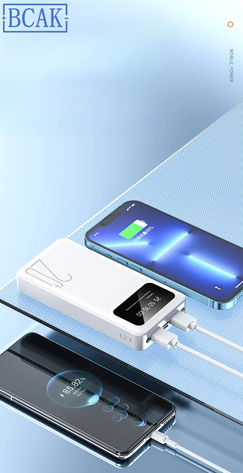 New Style BCAK power bank 20000mAh self-contained cable fast charging mini mobile phone gift mobile power supply