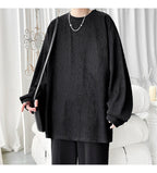 Men's High Street Long Sleeve T-Shirt - Trendy Casual Top Loose Fit Comfortable Wear, Modern Minimalist Style, Everyday Essentia