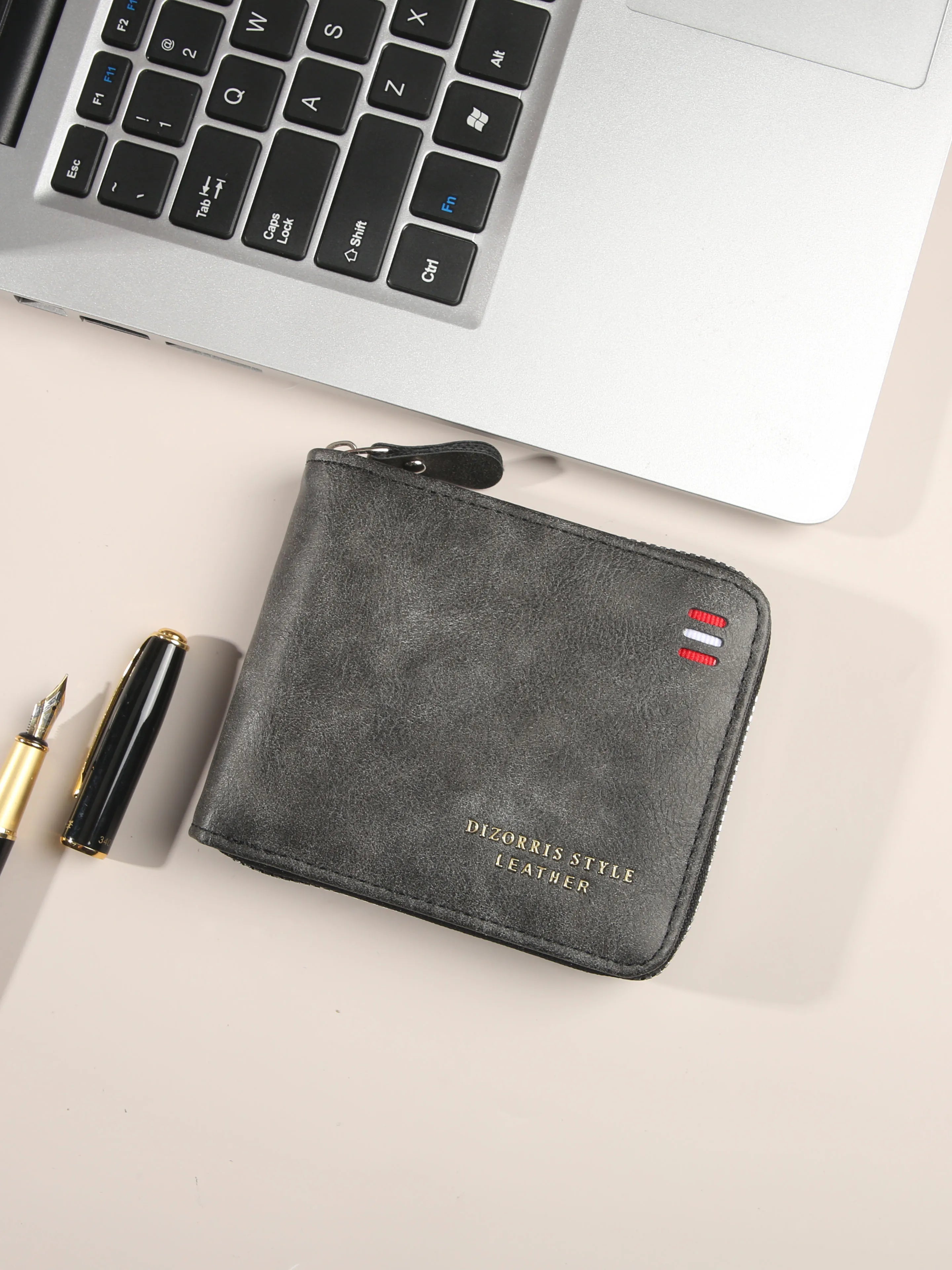 Men's wallet short version 2025 new solid color youth simple three fold wallet multifunctional student zipper coin purse