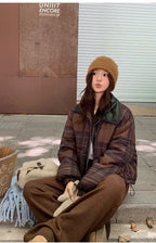 2025 New Korean Winter Women Down Cotton Jacket Parkas Short Cotton Padded Turn Down Collar Ladies Quilted Outerwear