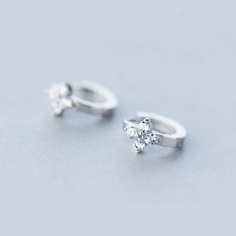 Modian Dazzling Hoop Earrings For Women Flower Cubic Zirconia Round Hoops Ear Fashion 925 Sterling Silver Fashion Jewelry Bijoux