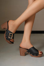 Women Slippers 2025 Summer New Fashion Elegant Soft Platform Shoes Ladies Chunky Heels Buckle Designer Slippers