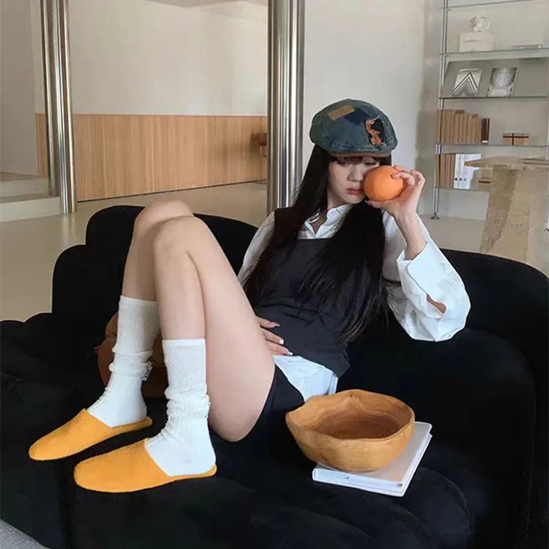 Women's Sandals Summer 2025 Small Yellow Drag One Kick Sandals Woman Luxury Fashionable Casual Flat Women's Home Slippers Shoes