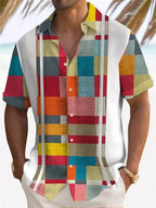 Men's shirt, marine animal printed clothing, beach vacation Hawaiian shirt, casual collar, fashionable short sleeved top, 2025