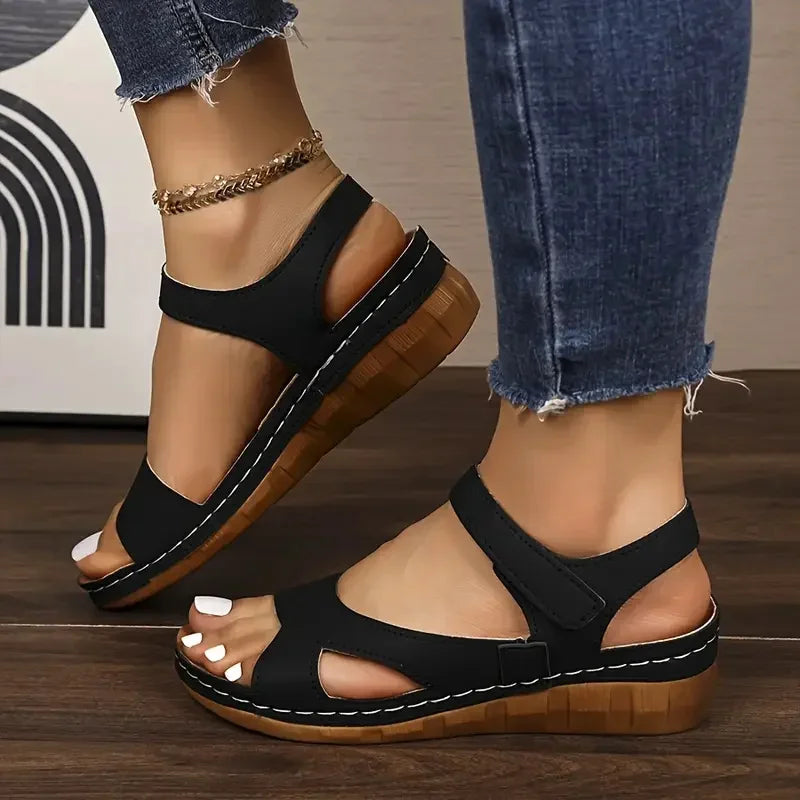 Women Sandals 2025 New Summer Beach Sandals Women Heels Sandalias Casual Wedges Footwear Summer Shoes Soft Heeled Sandals Woman