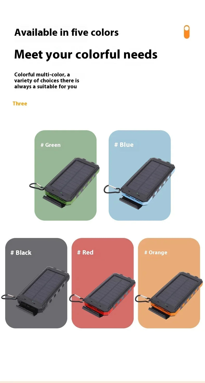 Solar Power Bank 20000mah Large Capacity Portable Charger Compatible with IOS Android USB-A and USB-C Fast Charging Powerbank