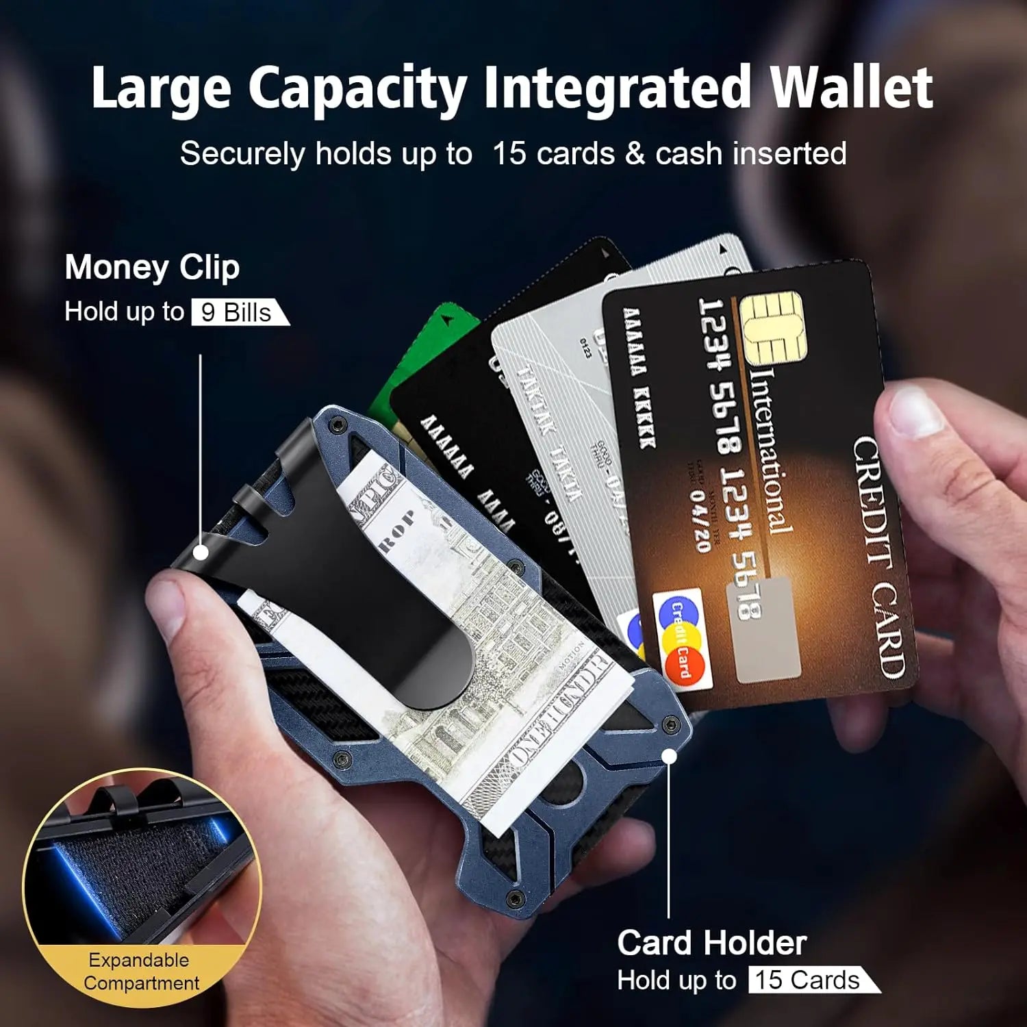 Mens Slim Wallet With Money Clip: Minimalist Anti theft Blocking Credit Card Holder Front Pocket Wallets