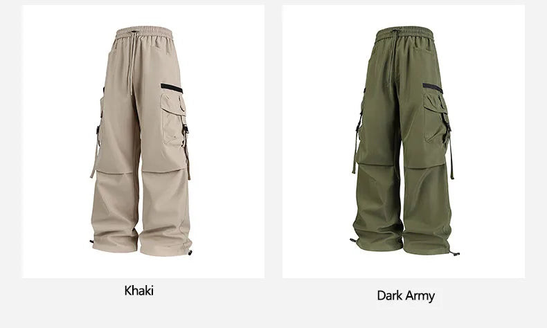 Men's sportswear pants are simple, versatile, retro and fashionable with large pleated pockets for outdoor work