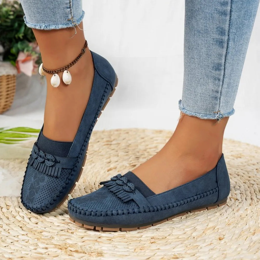 Women Flats Fashion Breathable Women Casual Shoes Slip On Flat Shoes Walking Sneakers Women Shoe Retro Shoes Female Plus Size