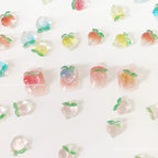 10pcs Kawaii Clear Peach Apple Nail Art Charms Resin Ice Transparent Fruit Rhinestones Nail Decorations DIY Jewelry Accessories