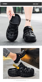 Men's Sandals, Lightweight Summer Outdoor Thick-soled Height-increasing Hollowed-out and Breathable Niche Slippers