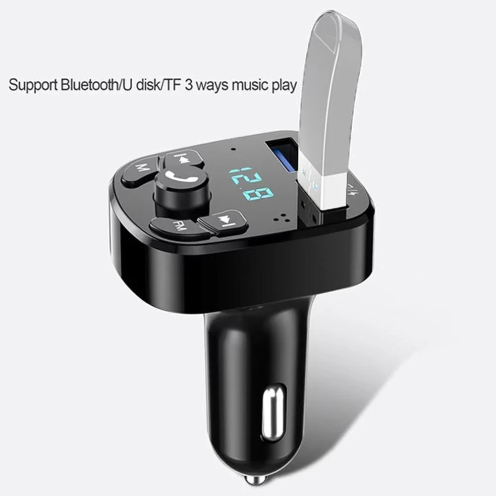 Car Hands-free Bluetooth-compaitable 5.0 FM Transmitter Car Kit MP3 Modulator Player Handsfree Audio Receiver 2 USB Fast Charger