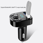 Car Hands-free Bluetooth-compaitable 5.0 FM Transmitter Car Kit MP3 Modulator Player Handsfree Audio Receiver 2 USB Fast Charger
