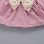 Winter Baby Girl Fleece Dress Bow Soft Standing Neck Solid Color Thickened And Warm Retro Baby Dress