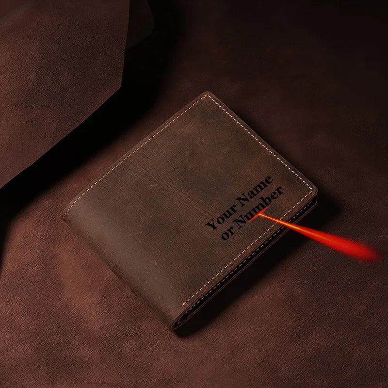 Custom Mens Wallets with Names Leather Wallet for Men Genuine Leather Men Wallets Personalised Gifts for Men Drop Shipping