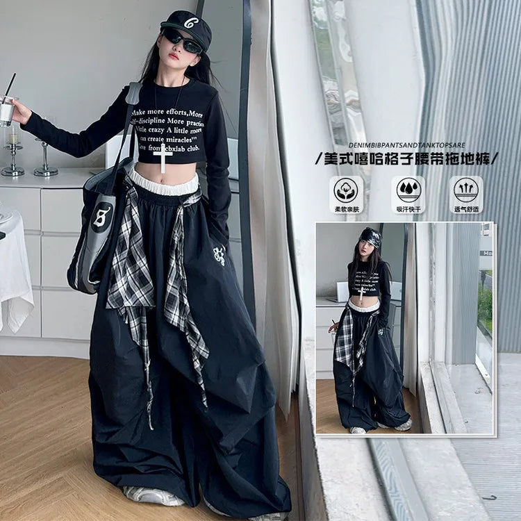 Pants Two Pieces Set Grid Trousers Tops Suits Casual Daily Childrens Clothes 2025 New Fashionable Children Autumn Clothing Girls