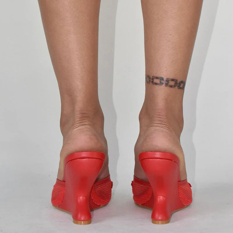 Woman Sandals 2025 Summer Fashion Sexy Hollow Out Strange Style Female Shoes Crystal Flower Decoration High Heel Ladies Slippers