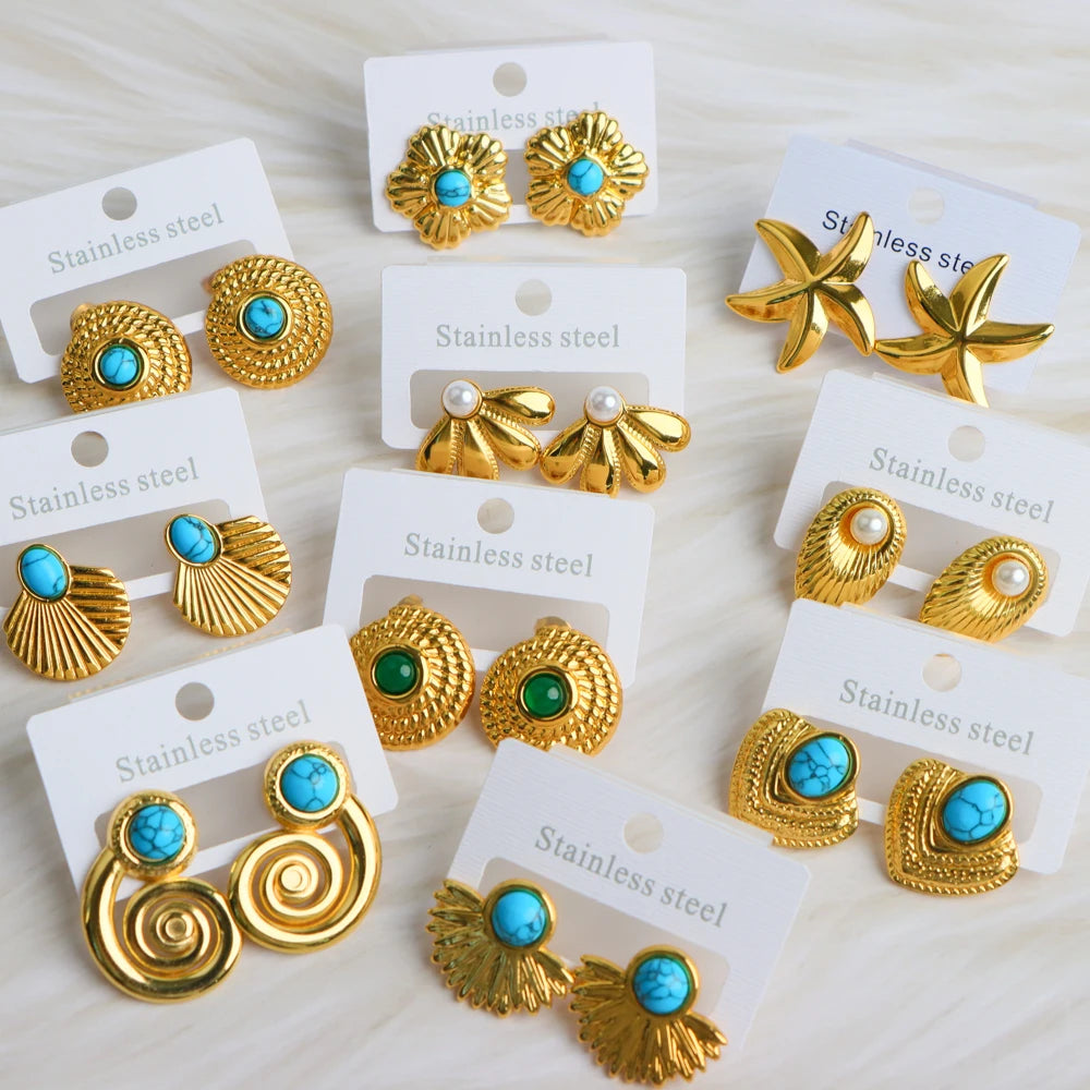 10Pairs/Lot Fashionable Women's Stainless Steel Earrings, Daily Jewelry Accessories Gifted To Friends, Randomly Shipped