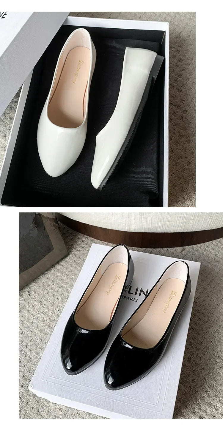 Women Candy Color Ballet Flats White Wedding Shoes Woman Flats Patent Leather Slip on Shoes Zapatos Mujer Ladies Boat Shoes NEW