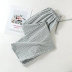 Pajama Pants Women Plaid Cotton Home Trousers Loose Breathable and Soft Straight Leg Trousers Fashionable Sleeping Pants