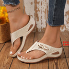 Woman Slippers Leather Non-Slip Soft Platform Shoes Flip Flops Summer Wedge Sandals Fashion Orthopedic Slippers Slides Women