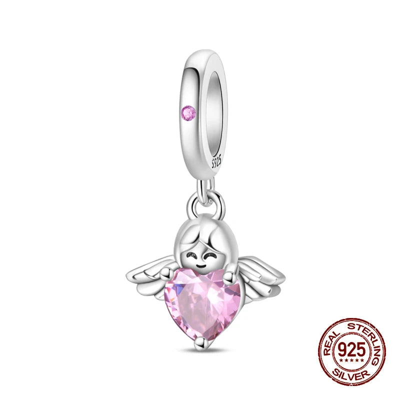 100% 925 Sterling Silver Sacred Angel Colorful Wings Life Tree Charms Beads Fit Original Bracelets DIY Jewelry For Woman Gifts