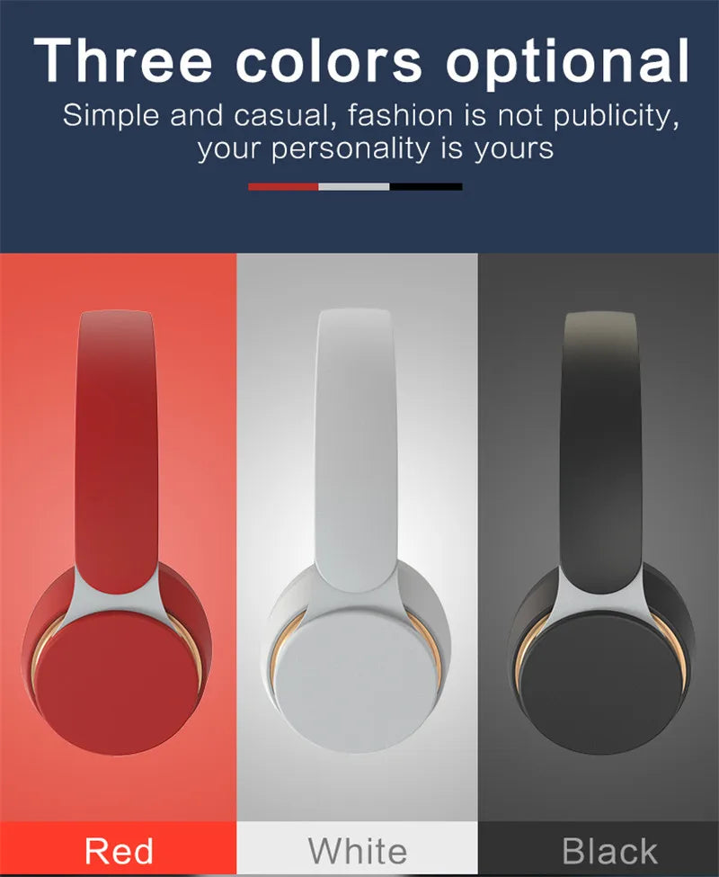 Hifi Wireless Headphones 9D Heavy Bass Surround Stereo Bluetooth Earphones Foldable Adjustable Support TF Card/AUX Play With Mic