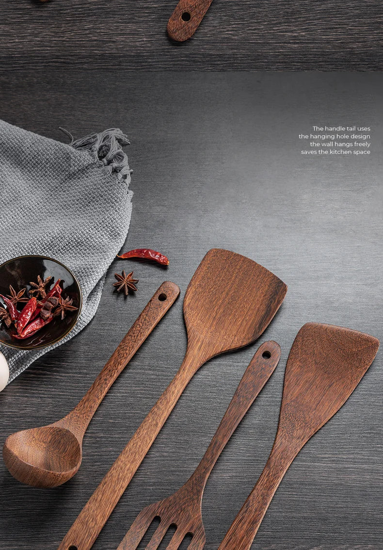 Kitchen Utensils Set Non-Stick  Cookware for Kitchen Wooden Handle Soup spoon spatula Rice spoon shovel Kitchen Accessories