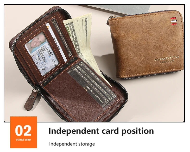 Men's wallet short version 2025 new solid color youth simple three fold wallet multifunctional student zipper coin purse