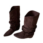 Flats Women's Boots Pointed Toe Designer Mid Calf Shoes Winter 2025 Fad Chelsea Boots New Trend Gladiator Walking Mujer Botas