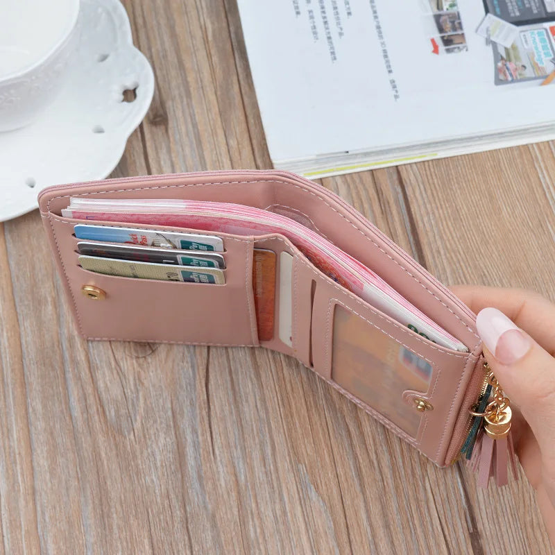 Fashion Wallets Coin Purse Lady Short Purses Portable Clutch Small Handbags Women Cards Holder PU Leather Foldable Money Bags