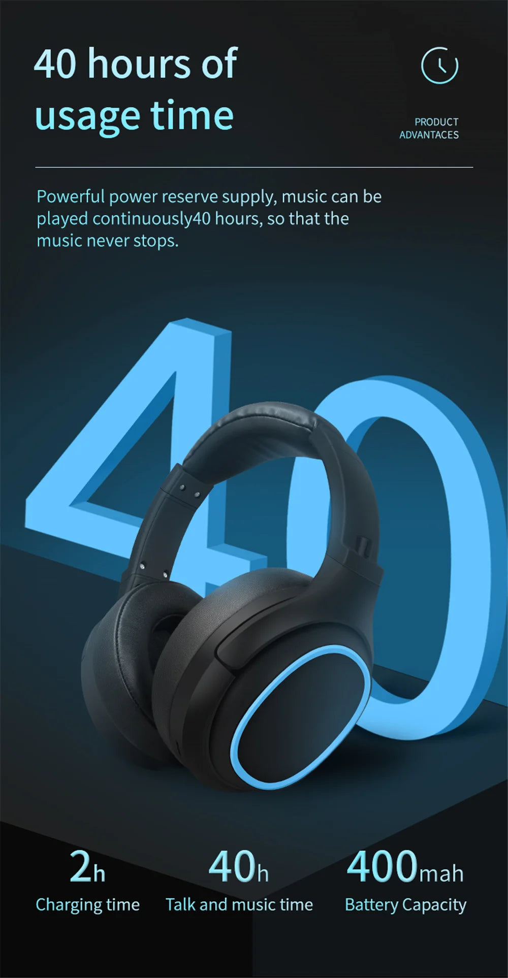 Large Earmuffs Headphones Bluetooth Earphones Wireless Headsets Bass Headset Noise Cancelling With Mic Helmet Support TF-card