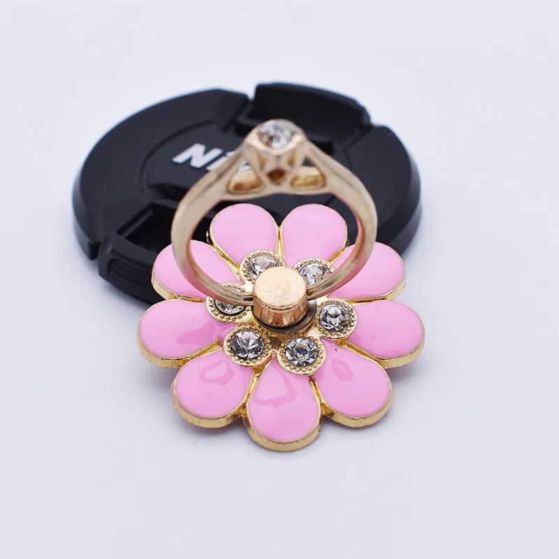 Mobile Phone Case Accessories Alloy Flower Phone Holder Creative Metal Ring Buckle Mobile Phone Decoration DIY Back Sticker