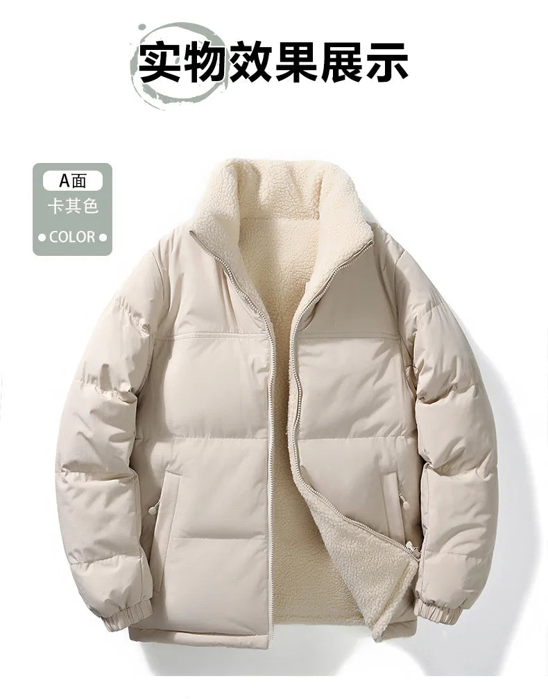 Winter Cotton Coat for Men - New Style, Lamb Hair Padded Cotton Coat, Double-sided Wear, Loose and Warm Cotton Jacket for Women