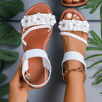 Women Sandals Fashion Flower Wedge Sandals Summer Casual Solid Color Sandals Breathable Beach Shoes Women Sandalias De Mujer