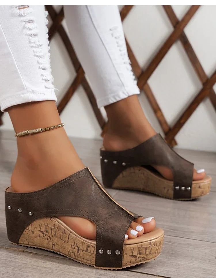 Women's Sandals High Heels Sandals With Wedges Shoes Woman Platform Sandals Summer Peep Toe Heeled Slippers Sandalias De Mujer